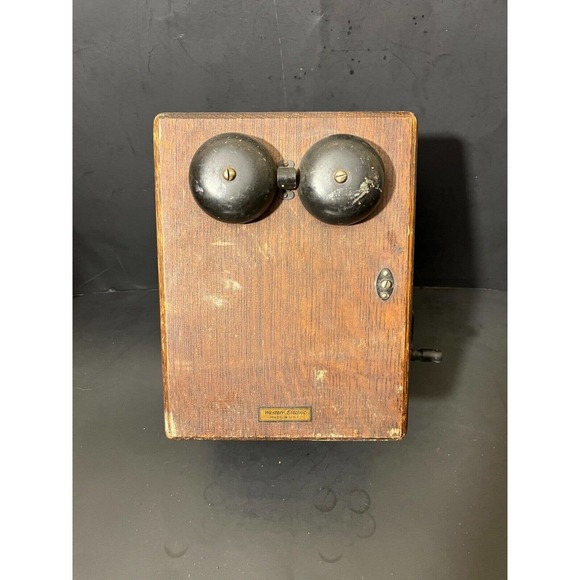 Antique Western Electric Hand Crank Wall Mount Oak Telephone Ringer Case - Picture 1 of 10